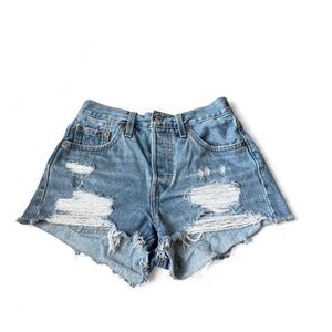 Levi's High Waist Blue Denim Shorts